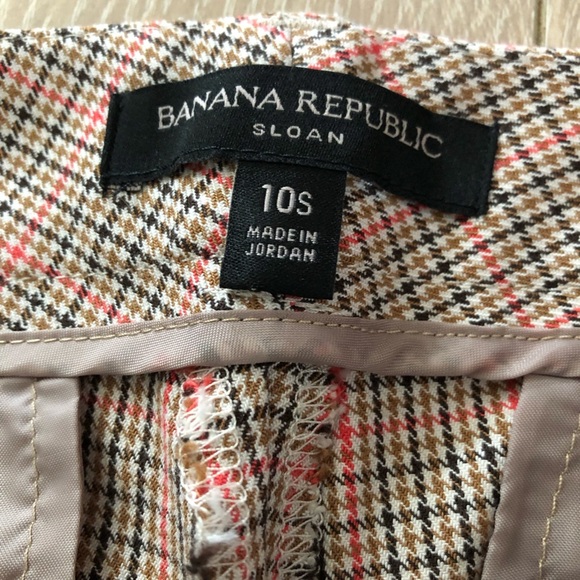 Banana Republic Sloan Houndstooth Cropped Pants in Beige & Orange Size 10S - Picture 9 of 11